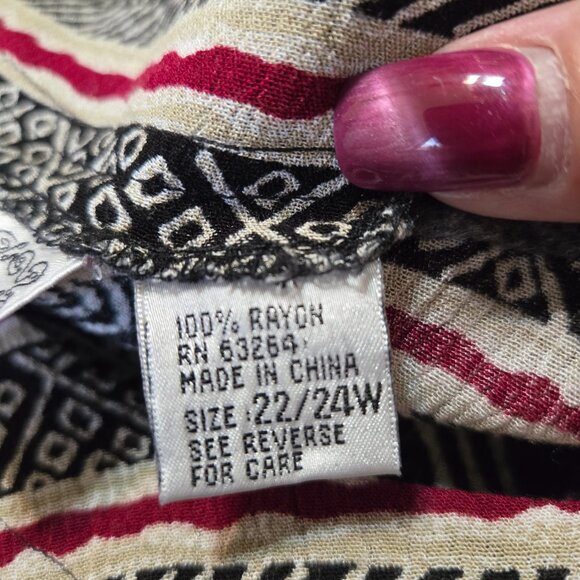 Lee David Woman's Career Casual Multicolor Tunic Top Short Sleeve Size 22/24W - Picture 9 of 11